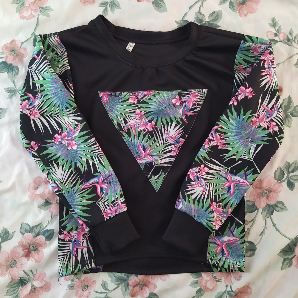 *SALE* Black Floral Print Sweater Sweatshirt
